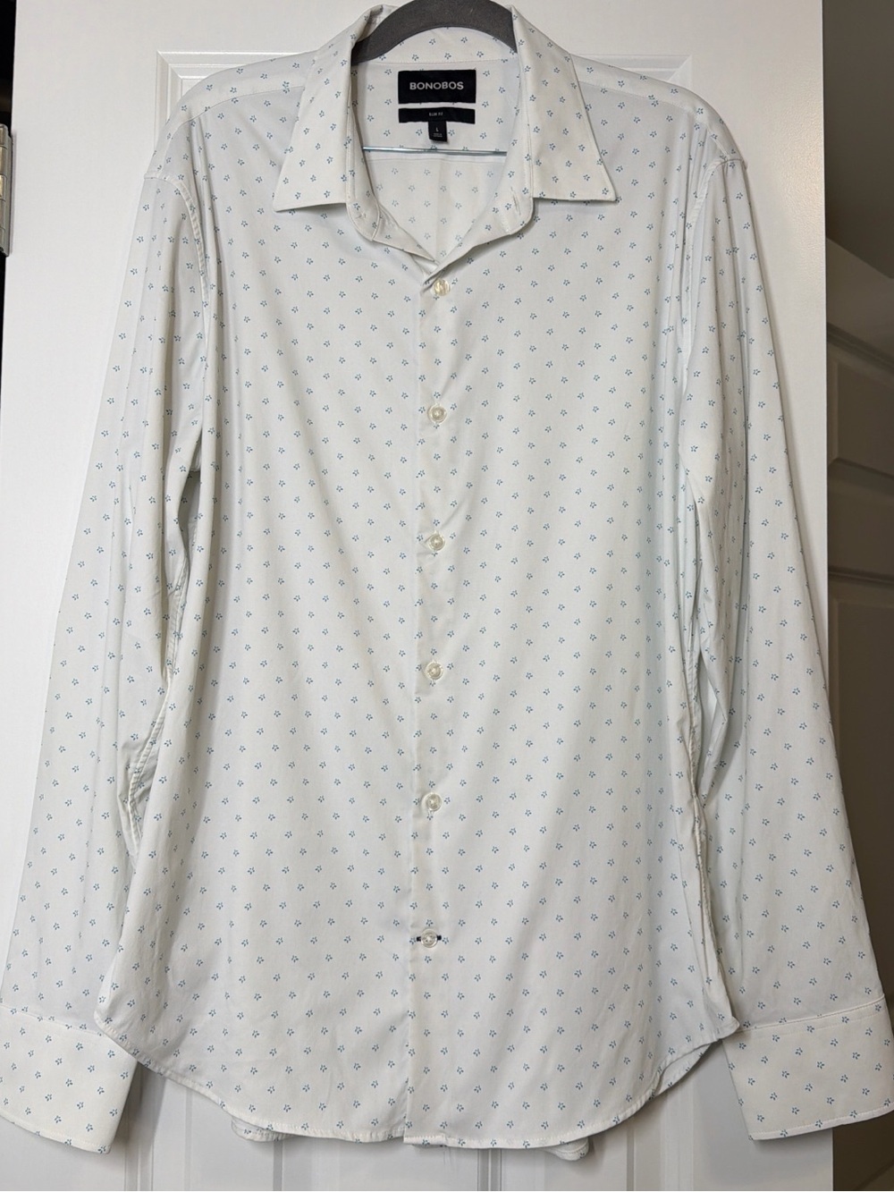 Bonobos White Dress Shirt with Blue Micro Motif